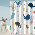 thumbnail image 3 of Kid Tropical Ocean Shower Curtain, Colorful Cute Cartoon Dolphin Starfish Coral Printing Bathroom Curtain Home Decor Waterproof Fabric Machine Washable with 12 Hooks, 3 of 6