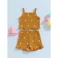 thumbnail image 2 of Infant Baby Girl Suits Printing Sleeveless Knit Rib Sling Tank Tops and Elastic Waist Shorts 2Pcs Set, 2 of 7