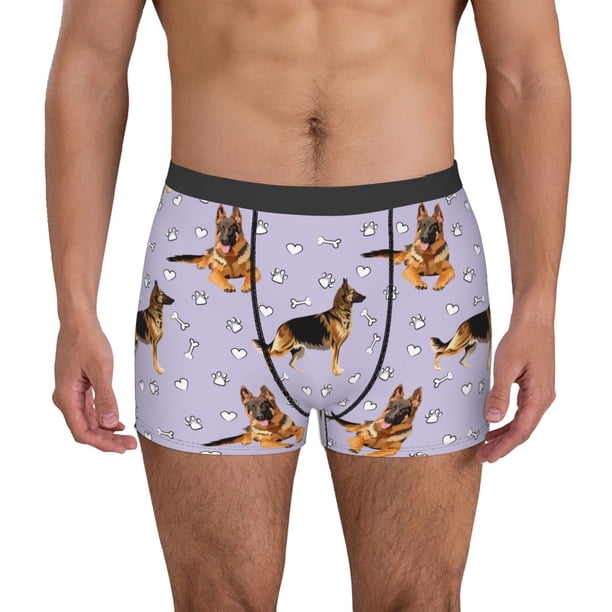 Fotbe German Shepherd Dog Calzoncillos Tipo Boxer con Bolsa de Soporte Total para Hombre, X-Temp Fresco, Transpirable y de Secado Rápido-Large