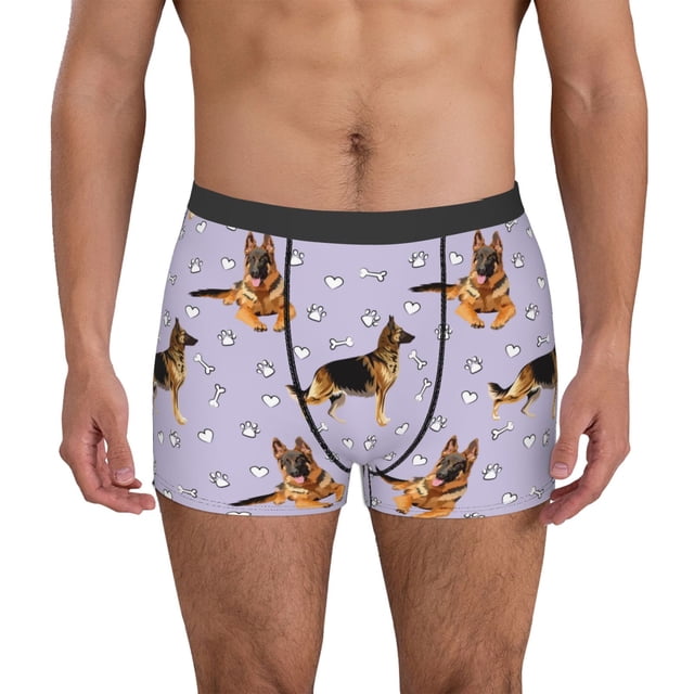 Fotbe German Shepherd Dog Calzoncillos Tipo Boxer con Bolsa de Soporte Total para Hombre, X-Temp Fresco, Transpirable y de Secado Rápido-Large