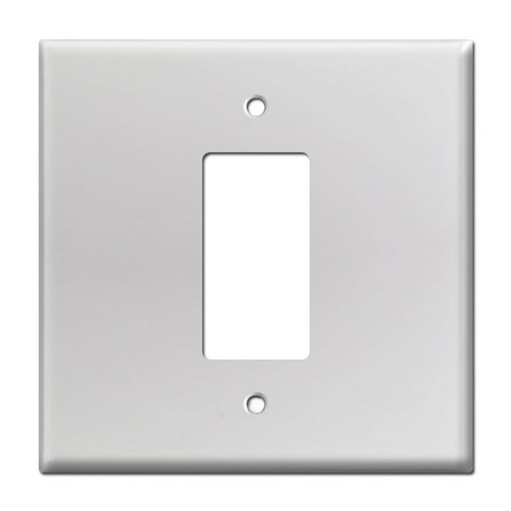 2 Gang Center Decora Metal Switch Plate 5.5” White Jumbo Size Smooth Wall 1 Outlet One Single Oversized Light Rocker Double Switch Cover