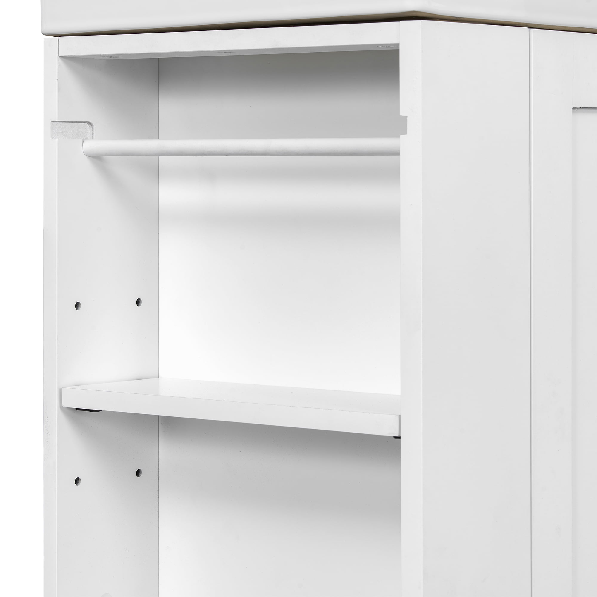 20 Inch Bathroom Vanity with Ceramic Sink, MDF Cabinet with Drawer and Side Shelf, White