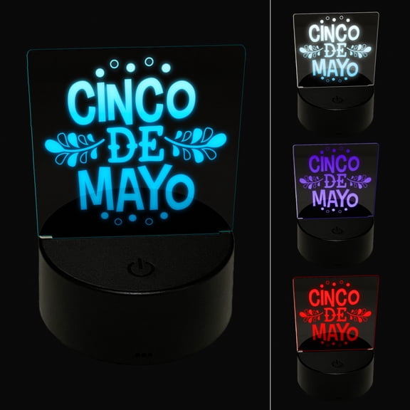 Cinco De Mayo LED Night Light Sign 3D Illusion Desk Nightstand Lamp