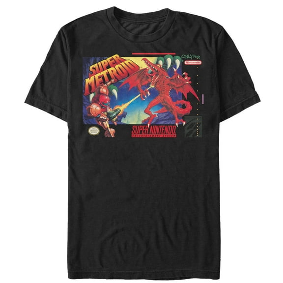 Men's Nintendo Super Metroid Box Art Graphic Tee Black Small