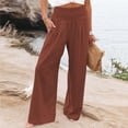 thumbnail image 2 of Comfortable Cotton Linen Pants for Women Casual Trendy Loose Wide Leg Pants Solid Color Versatile High Waist Straight Pant, 2 of 7
