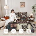 thumbnail image 4 of meiyoeat Western Cowboy Aztec Queen Comforter Set, Vintage Bull Horseshoe Pattern Bedding Comforter Set, Multicolor Brown, Black Reversible 3pcs, 1 Comforter and 2 Pillowcases, 4 of 6