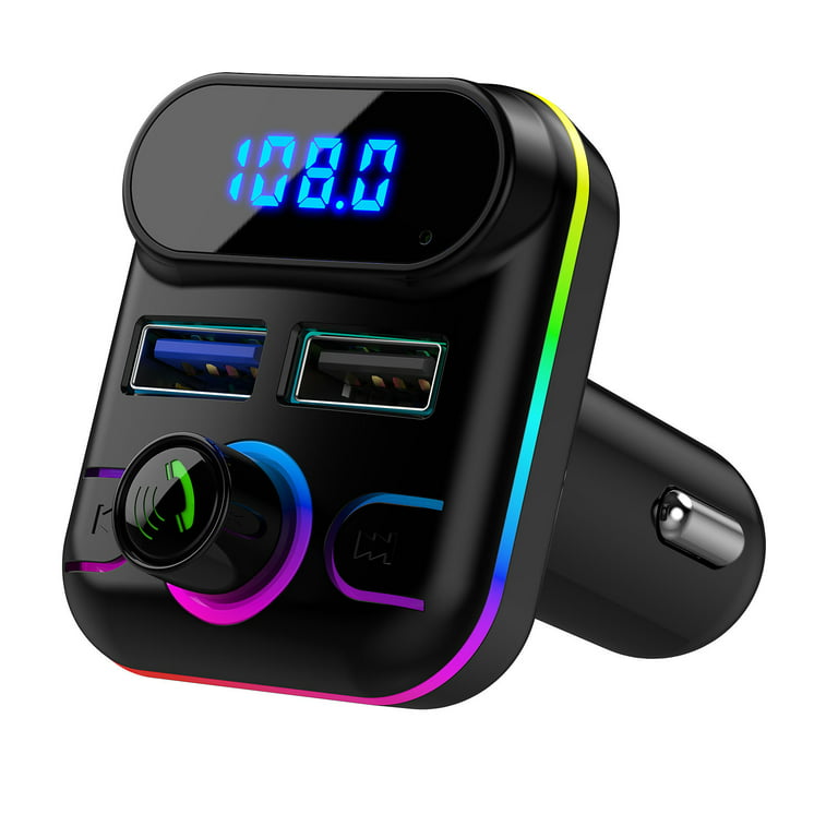 MEIDI Bluetooth FM Transmitter for Car, Wireless Car Radio Adapter with  Remote, Hands-Free Call/ MP3 Music Player/LED Colors/USB Port/U Disk