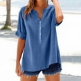 thumbnail image 2 of Endives Womens Tops V Neck Button Down Open Front Short Sleeve Tshirts Business Casual Basic Tee Loose Fit, 2 of 8