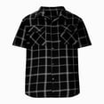 thumbnail image 3 of WREESH Men's Oversized Summer Button Down Shirts Fashion Short Sleeve Plaid Top Trendy Style White, 3 of 6