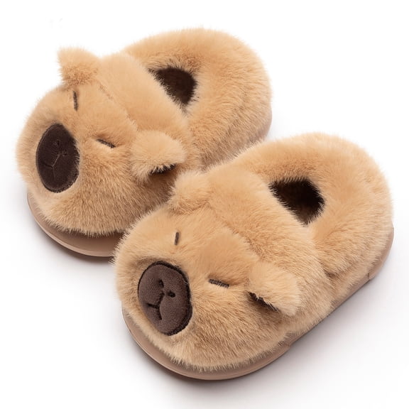 Drecage Toddler Kids Cute Capybara Slippers Boys Girls Winter Warm Fuzzy Bedroom House Shoes