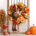 thumbnail image 1 of Fall Wreath 17 Inches Front Door Wreath  Autumn Wreath with Maple Leaf Berry  Pumpkins Wreath with String Light Festival Home Decor, 1 of 5