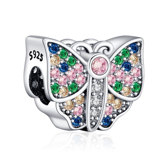 ROSIANNA 925 Sterling Silver Charm for Bracelets CZ Paved Butterfly Bead Charms Women Girl Bracelet Charm Gift