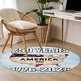 thumbnail image 5 of Independence Day Round Area Rugs 3 ft, America 250 Years Map Silhouette Vintage Country Blue Washable Small Area Rug with Non-Slip Sturdy Edge Binding Round Front Door Mat Floor Carpet for Entryway, 5 of 9