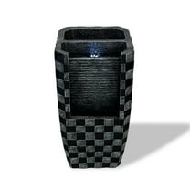 23.8" H Black Fountain with LED Light and Planter Area