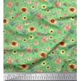thumbnail image 1 of Soimoi Polyester Crepe Fabric Leaves,Bird & Anemone Floral Decor Fabric Printed Yard 52 Inch Wide, 1 of 3