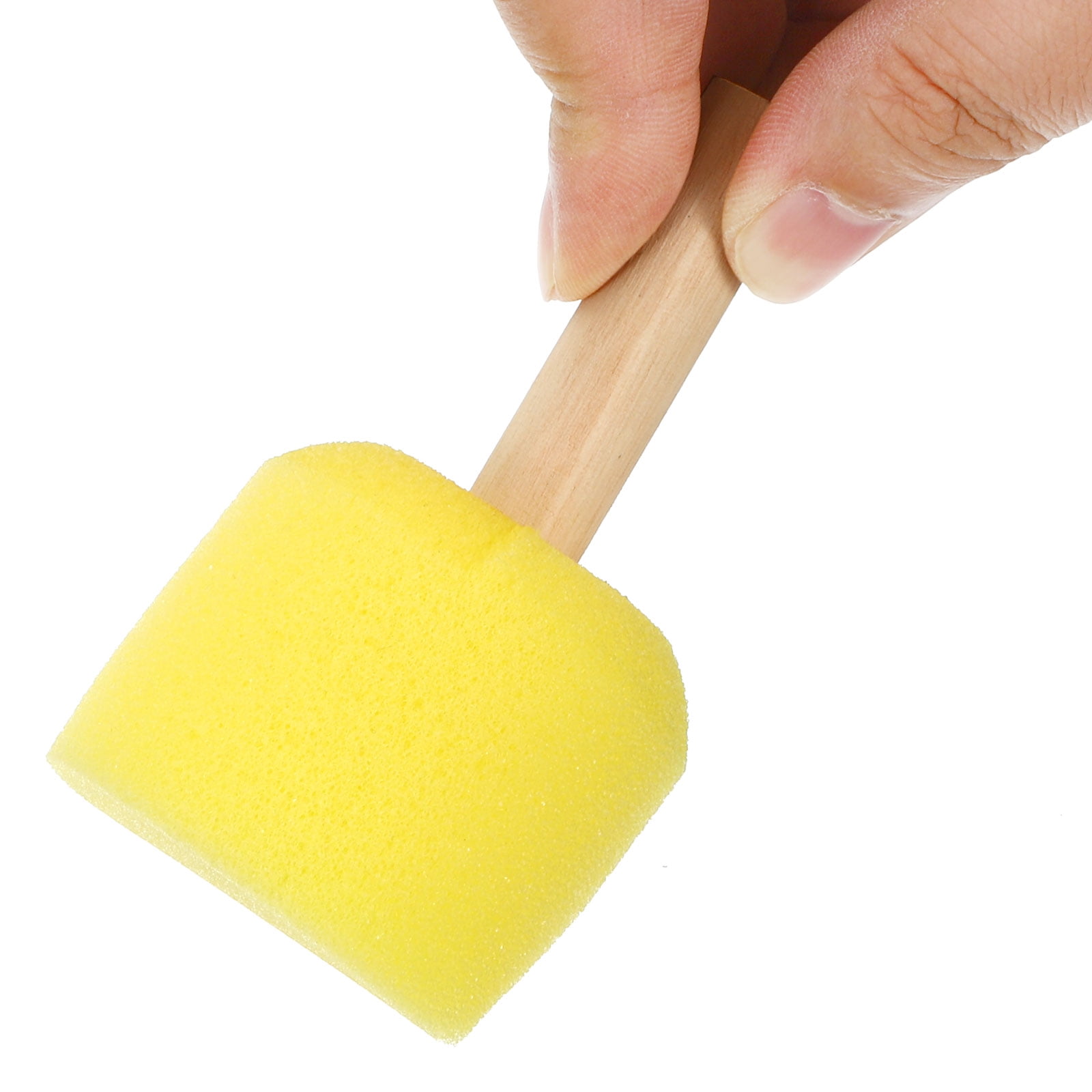 Uxcell Paint Sponges for Painting Round Painting Sponge Foam Brush Wooden Handle Yellow 1.5"