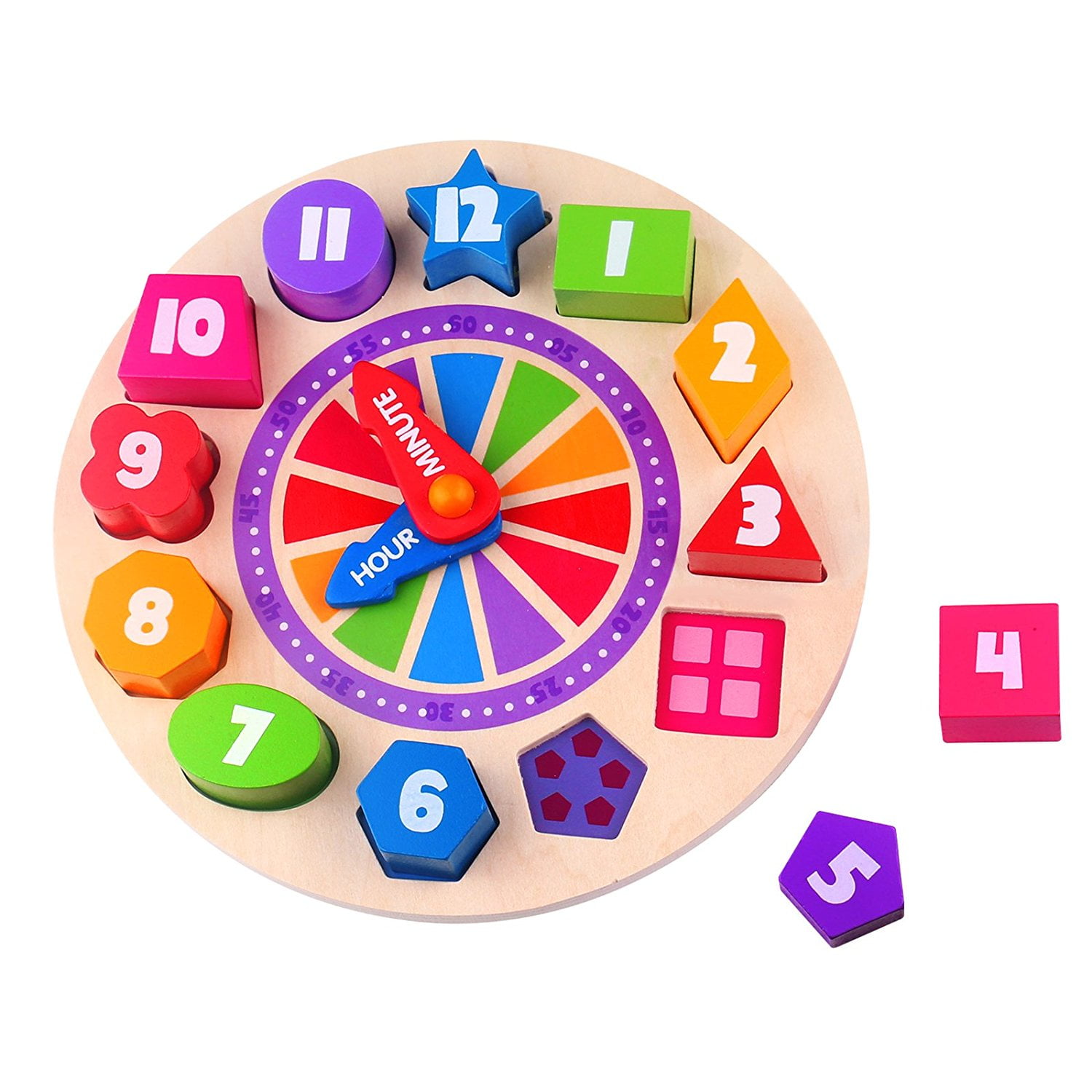 wooden teaching clock