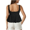 thumbnail image 5 of vigerkar Tank Tops for Women Sleeveless Square Neck Ruffle Hem Y2k Summer Cute Slim Fit Business Casual Blouses Black, M, 5 of 7