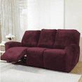 thumbnail image 3 of Northern Brothers Stretch Velvet 3-Seater Sofa Recliner Slipcover, a set of 8 Lazy Lounge Recliner Protective Covers,Wine Red, 3 of 6