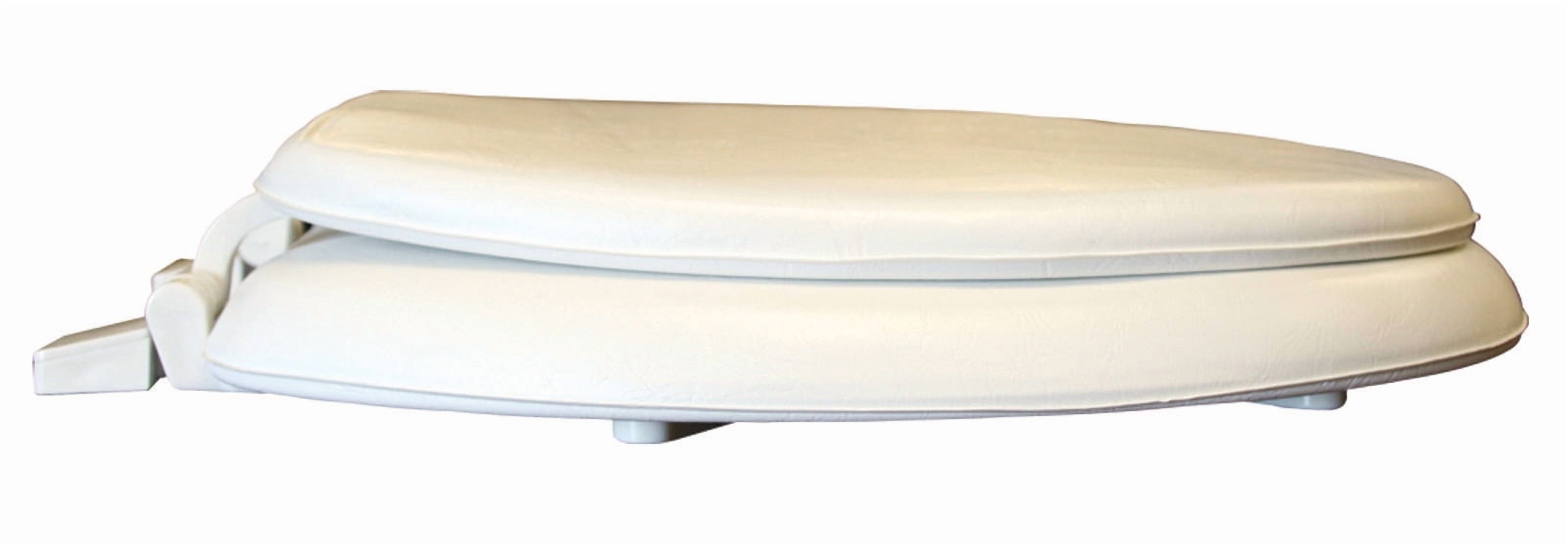 BathDecor Deluxe Soft Round Toilet Seat with a Closed Front in White.