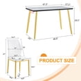 thumbnail image 5 of Hi loPres 5-Piece Dining Set for Apartments, 47" White Faux Marble Table with 4 Shell-Back White PU Chairs, 1.3" Thick Top and Stable Gold Metal Legs Suite, 5 of 10