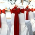 thumbnail image 6 of Clode Christmas Velvet Chair Decoration Red Bows Velvet Chair Sashes 29.5 X 11.8'' Christmas Elastic Reusable Back Ribbon Bows Cover for Xmas Wedding Events Reception, 6 of 8