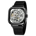 thumbnail image 1 of Reloj cuadrado de hombre mecánico de acero inoxidable esqueleto resistente al agua Irfora Mirar, 1 of 6