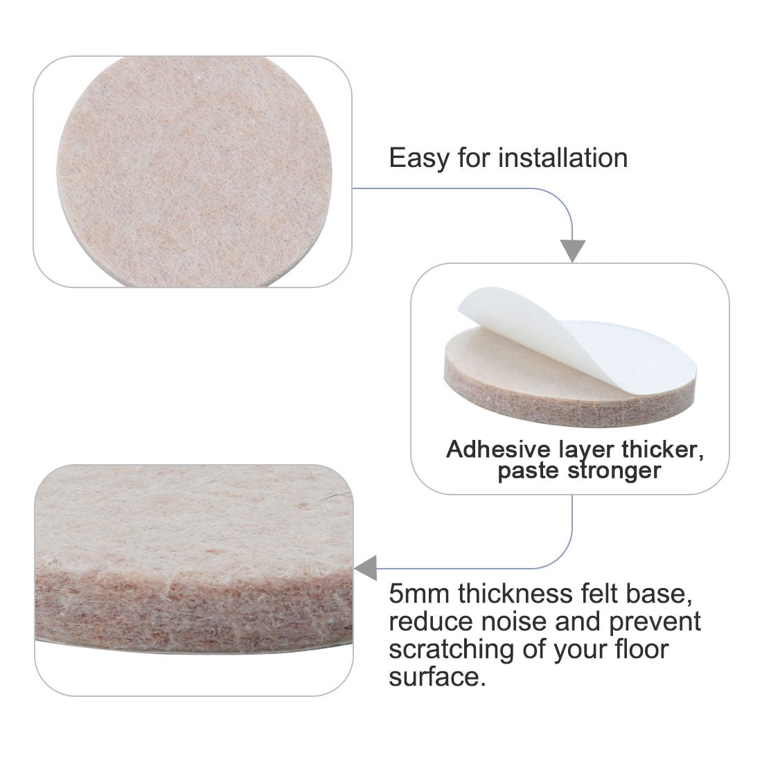 Unique Bargains 80pcs Round Self-stick Non-slip Anti-scratch Felt Pad for Floor Protection