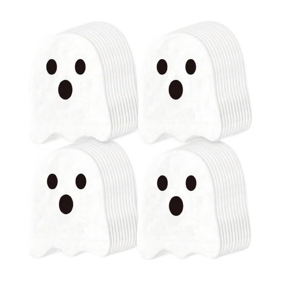25 Pack Halloween Ghost Shaped Paper Napkins Disposable Party Napkins for Dessert Table Beverage Service and Table Setting