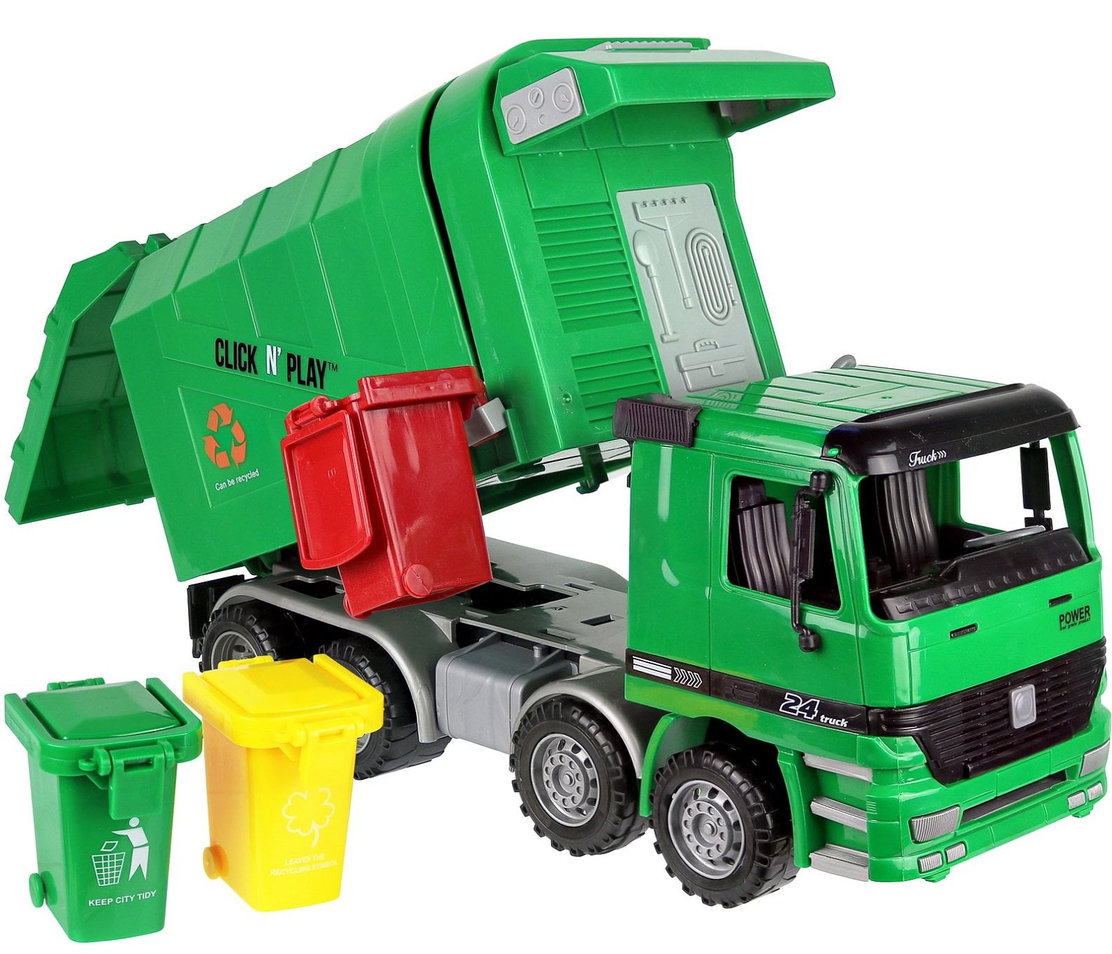 Click n' Play Friction Powered Garbage Truck Toy with Garbage Cans