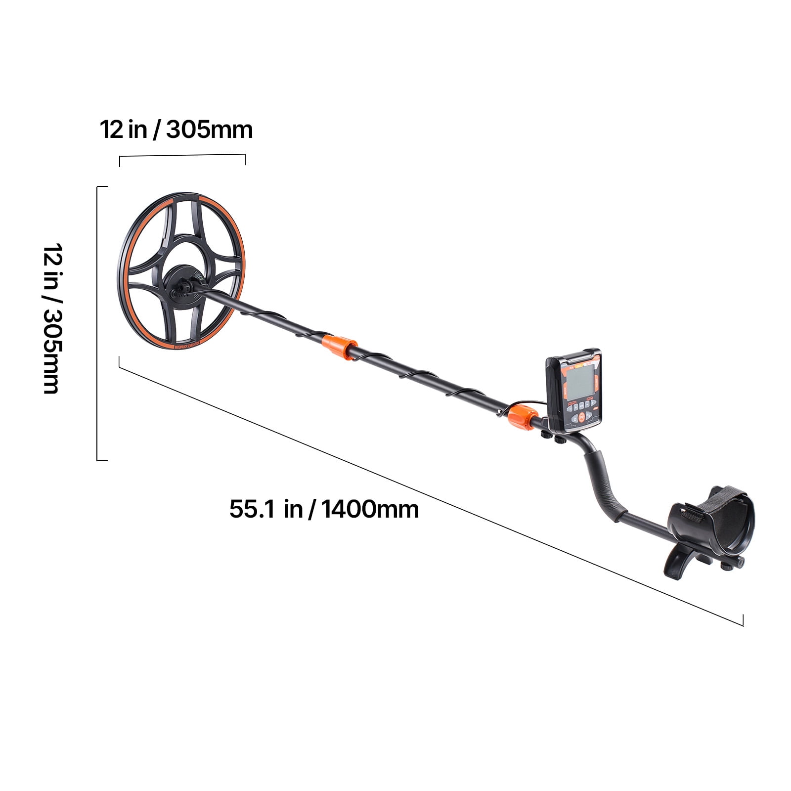 KFFKFF Metal Detector for Adults, 12" High-Precision Gold Finder, Waterproof Search Coil with Display, Headphones, 6 Detection Modes, Adjustable Length, Ideal for Gold and Treasure Hunting