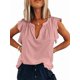 thumbnail image 1 of Blusa Informal de Verano con Volantes y Corta para Mujer, Cuello en V, Elegante, para Oficina, Rosa, XXL, 1 of 7