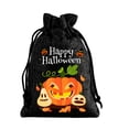 thumbnail image 3 of AZXY Halloween Drawstring Gift Bags Texture Pumpkin Print Candy Treat Pouches, Reusable Portable Multipurpose Goodie Sacks for Halloween Party Favors & Holiday Decor Storage, Black, 3 of 7