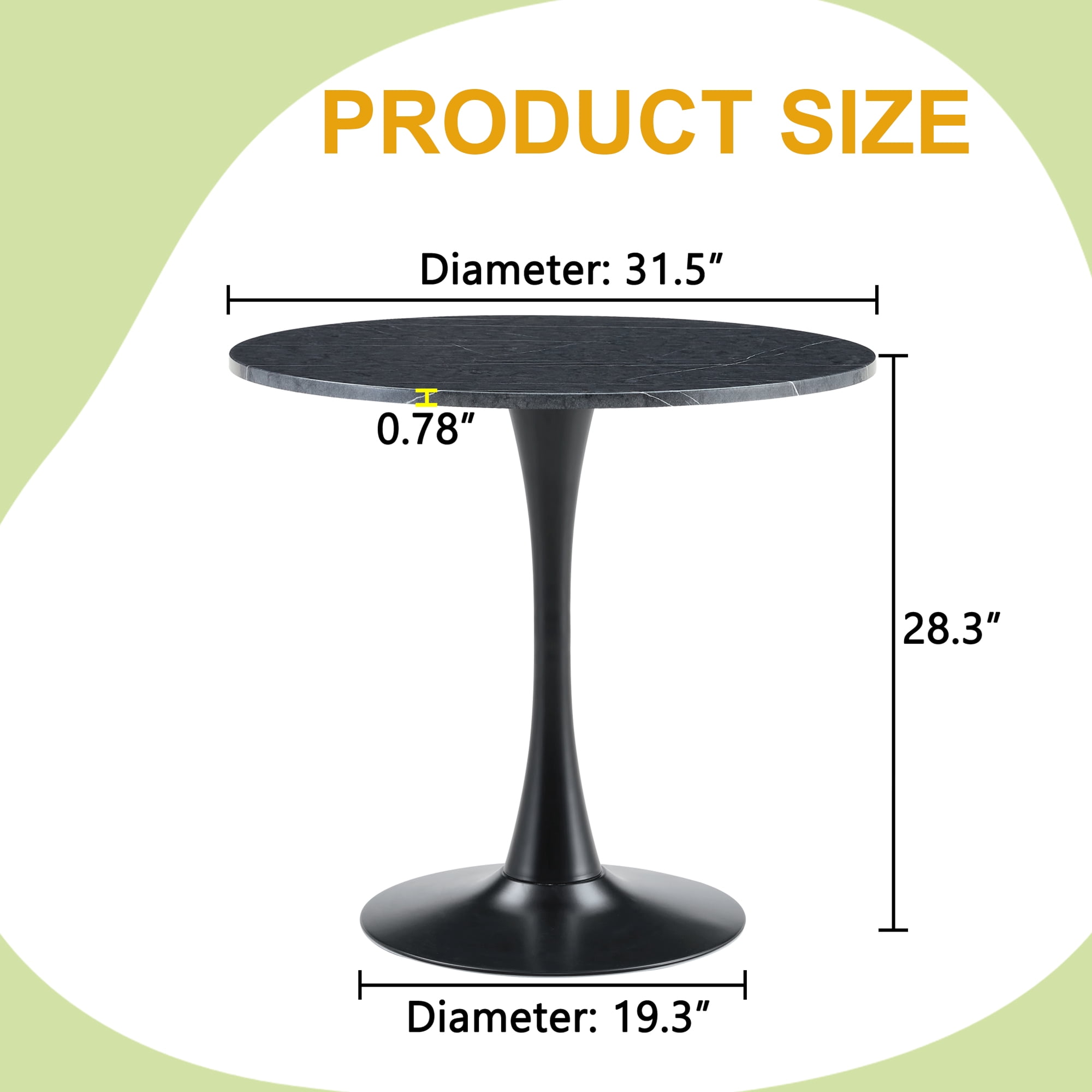 Miniyam 31.5" Round Kitchen Dining Table for 2–4 People, Small Space Pedestal Tulip Table with Engineered Wood Top, Black