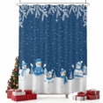 thumbnail image 2 of Blue Snowman Christmas Shower Curtain, Winter Snowflake Pine Xmas Tree Waterproof Fabric Shower Curtains with 12 Hooks, Bathroom Curtain Set for Bathroom Accessories Decor, 72 x 78 Inches, 2 of 9