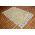 thumbnail image 1 of Casavani - Tapis Dhurrie Carré en Coton Jaune Imprimé à la Main 3'x3' pour Entrée, 1 of 1