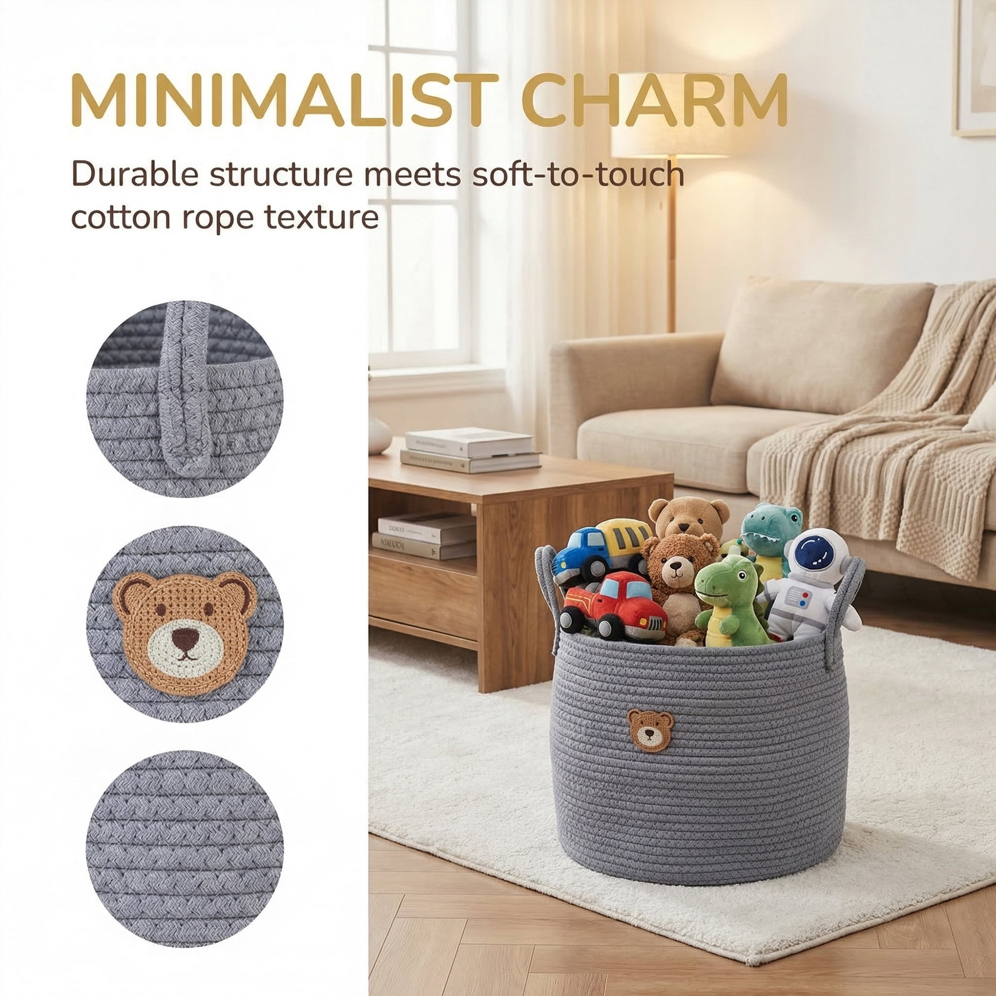 Unique Bargains Storage Basket Shelf Closet Storage Bin Grey 13.8*13.8*11.8in