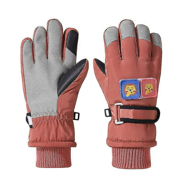 Children's Ski Gloves Cartoon Windproof And Coldproof Riding Split Fingers Plus Fleece To Keep Warm Cute Five-finger Gloves