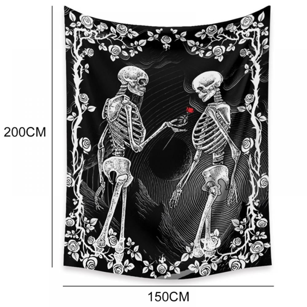 Forart Skull Tapestry The Kissing Lovers Tapestry Black Tarot Tapestry Arazzo scheletro umano per la decorazione domestica 