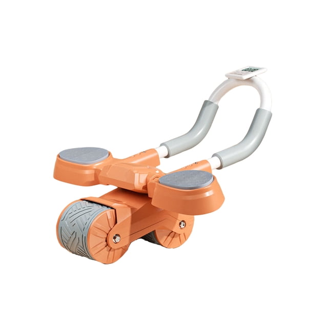 Naiovety Rueda Abdominal, máquina de entrenamiento muscular de rebote automático, rodillo de entrenamiento de soporte plano para codo de Accesorios para máquinas de ejercicios naranja con temporizador