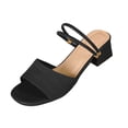 thumbnail image 2 of Lenago Women's Open Toe Chunky Heel Sandals Ankle Strap Platform Slides Summer Casual Walking Shoes Comfortable Fashionable Summer Vacation Black 7.5, 2 of 9
