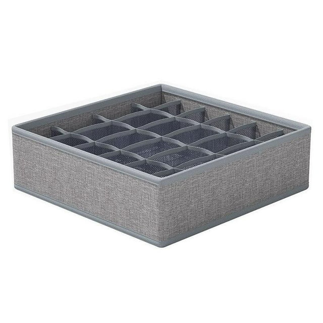 Caja de almacenamiento para ropa interior y calcetines, armario organizador plegable, fácil de limpiar Grid gris claro 24