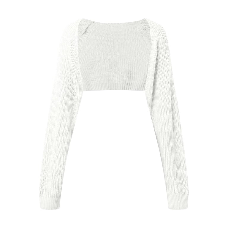 Yzengfg Women Knit Long Sleeve Bolero Cardigans Cropped Arm