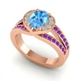 thumbnail image 2 of 2.35 Ct Unique Oval Cut Blue Topaz & Amethyst Gemstone Wedding Ring for Women 14K Rose Gold Size 3 by Diamond-Capitals, 2 of 8