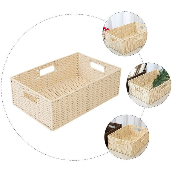 Worgeous Wicker Laundry Basket Rattan Woven Clothes Container Beige Home Users Space Saving 1Pc