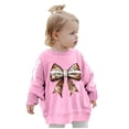 thumbnail image 2 of PMVFHDE Chandails en Molleton pour Enfants Filles Imprimé Rugby Nœud à Sequins Chandail en Molleton Décontracté Rose,150, 2 of 3