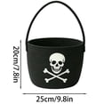 thumbnail image 3 of 1Pcs Halloween Skull Crossbones Candy Basket Tote Bag, Cotton Rope Pumpkin Storage Bucket for Trick-or-Treating, Party Favors, Gift Giving, and Holiday Decor Use 9.8x7.8 Inch White, 3 of 8