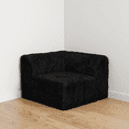 Modern Corner Wedge Only, High-Density Compressed Foam, Faux Fur, Black ...