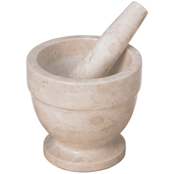 Champagne Marble Mortar and Pestle Set Spice Garlic Grinder, Beige,1set * stone garlic pounders,Light Brown