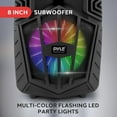 thumbnail image 5 of Pyle Haut-Parleur PA Bluetooth Portable 480W - Haut-Parleur de Karaoké de Fête Extérieur Rechargeable 8”, Système Audio avec Micro Sans Fil et Roues, TWS, Lumières de Fête, Écran LED, Entrée Micro 6.5mm, FM/AUX/MP3/USB/SD, 5 of 5